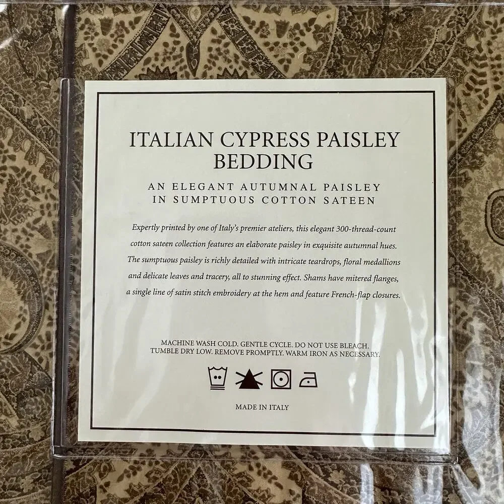 SINGLE NEW Restoration Hardware Italian Cypress Paisley Standard Pillow Sham